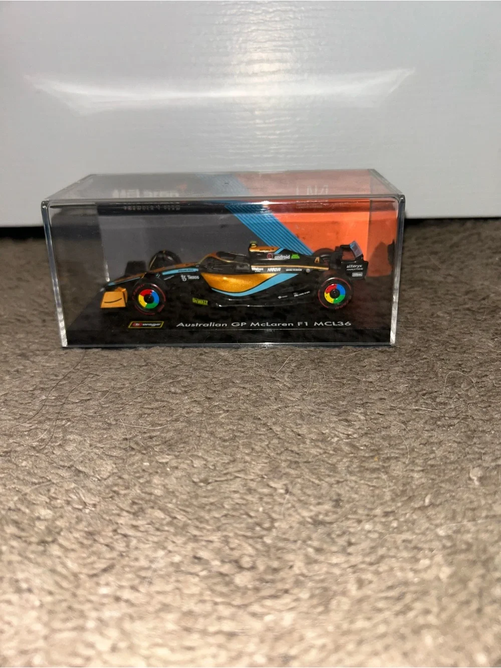 McLaren MCL36 Kids Die-Cast Race Car Toy - Black & Orange